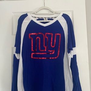 NY Giants PINK long sleeve Rhinestone Shirt
